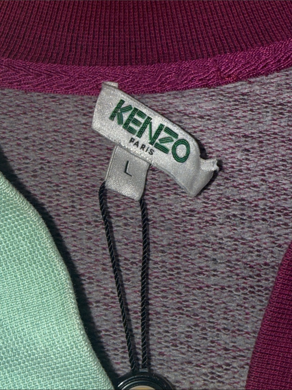 Kenzo Colorblock Zip Jacket in Mint Green & Magenta - Picture 3 of 10